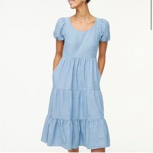J. Crew Factory Blue Chambray Midi Dress